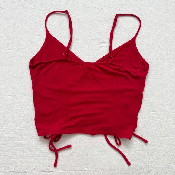 Active USA Red Ruched Drawstring Crop Top, Size Small - Picture 6 of 6